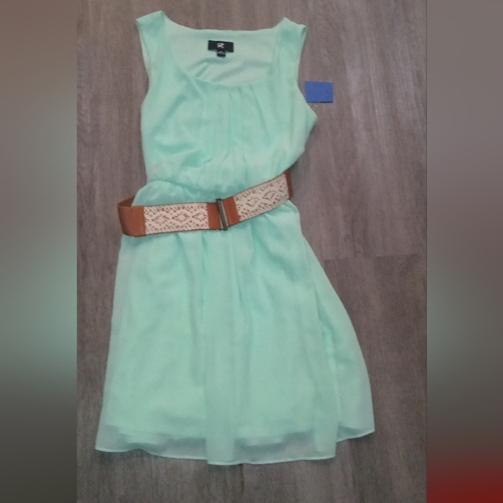 Mint Green Kids Dress with Lace Belt
